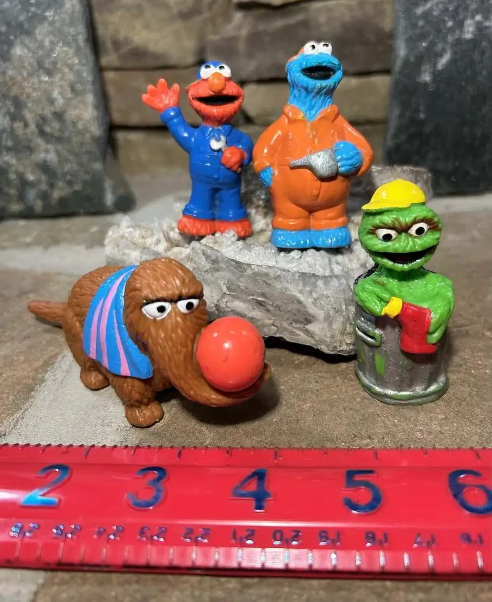 VTG Sesame Street figures , Elmo, Oscar Cookie Monster and Snuffle Cake Toppers